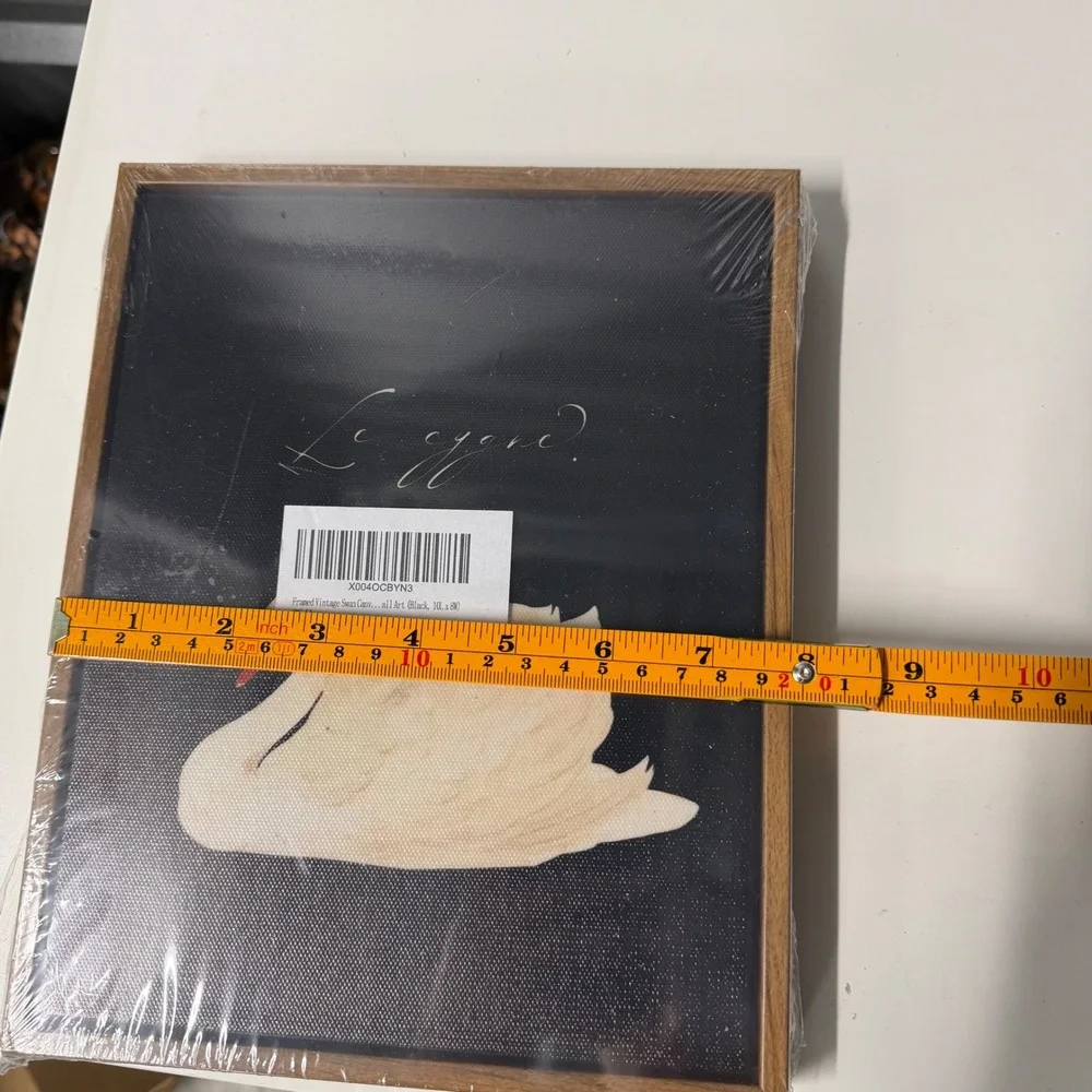 Framed Vintage Swan Canvas Wall Art Le Cygne Black 10x8 Wood Frame New